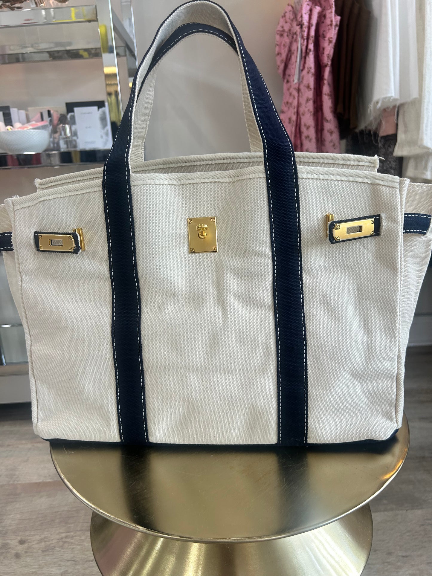 The Weekender Distressed Tote: Navy