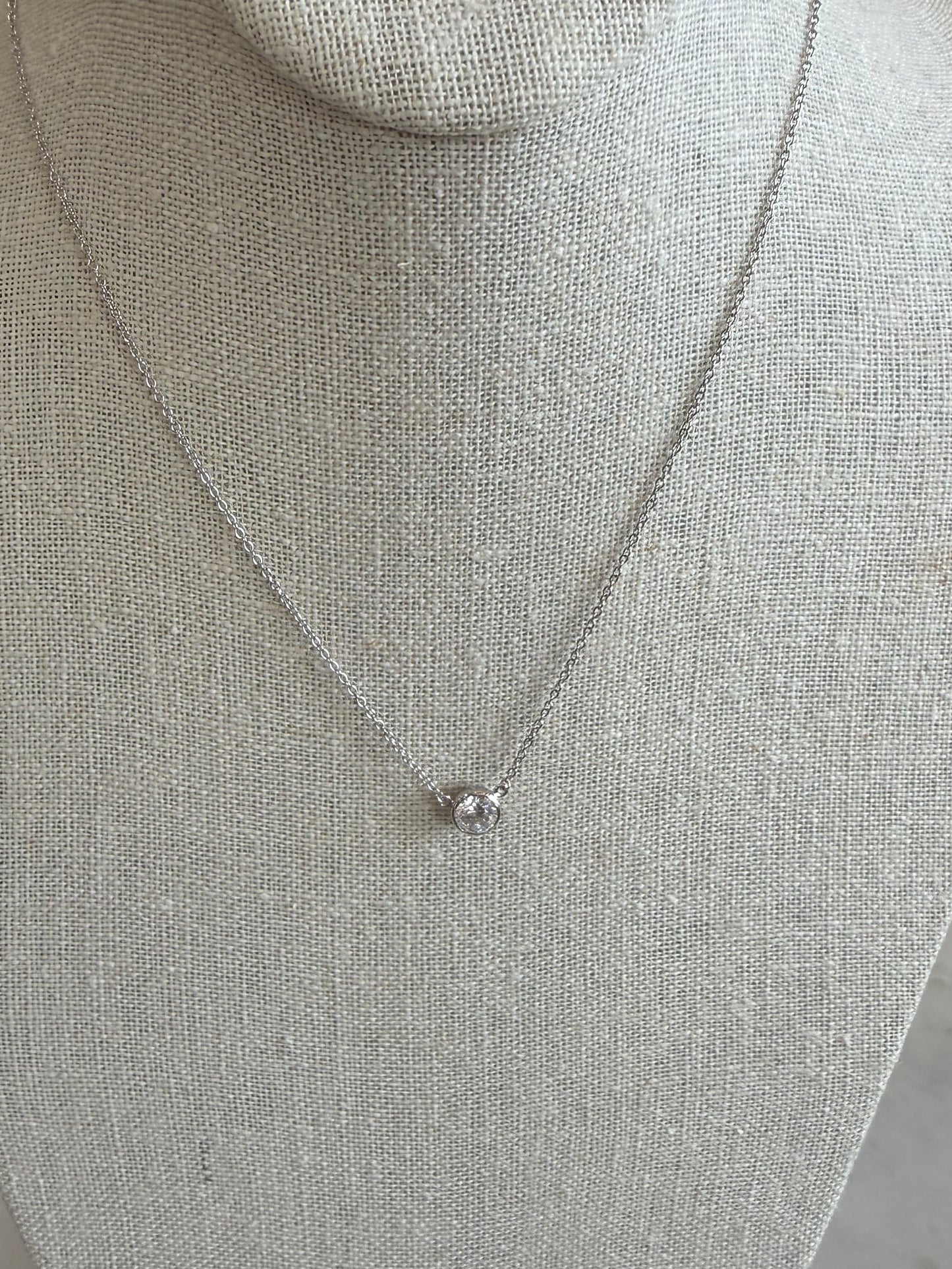 Solitaire Cut Bezel Necklace