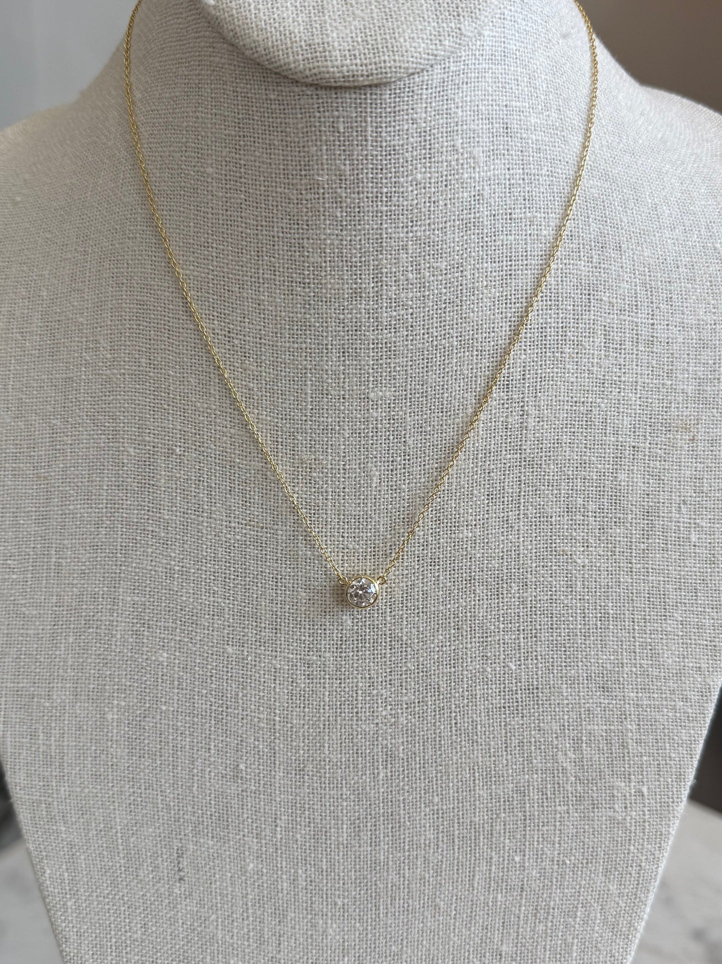 Solitaire Cut Bezel Necklace