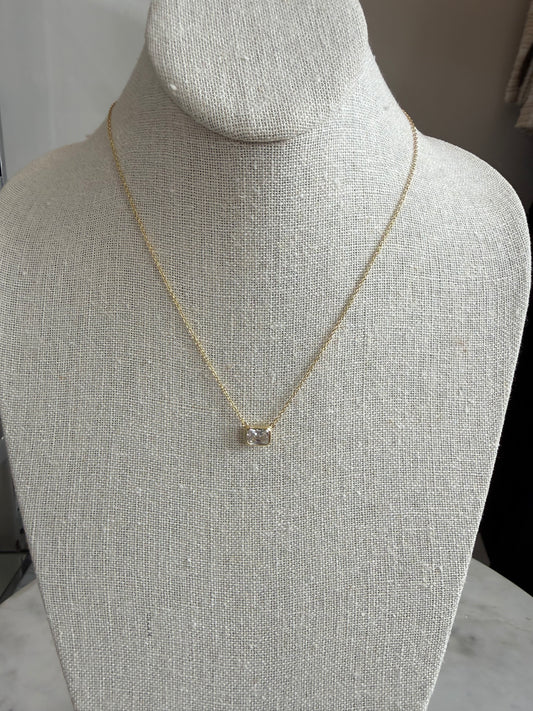 Emerald Cut Bezel Necklace