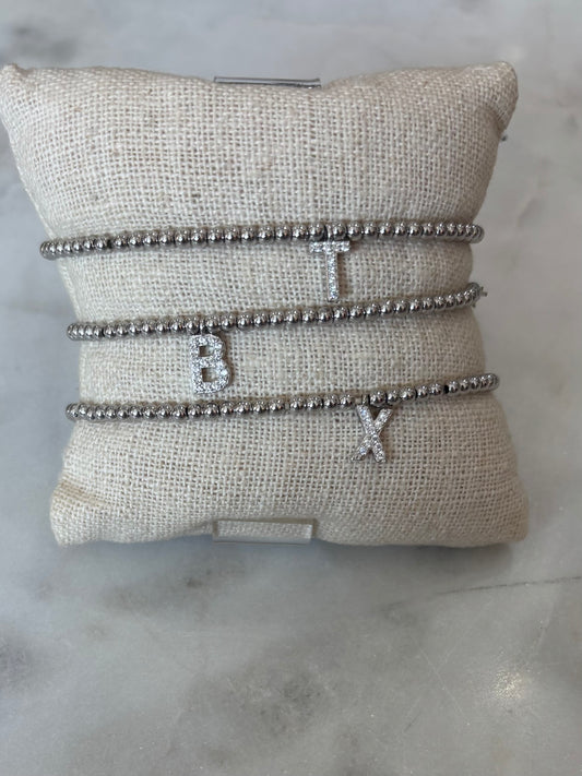 Initial Stretch Bracelet Silver