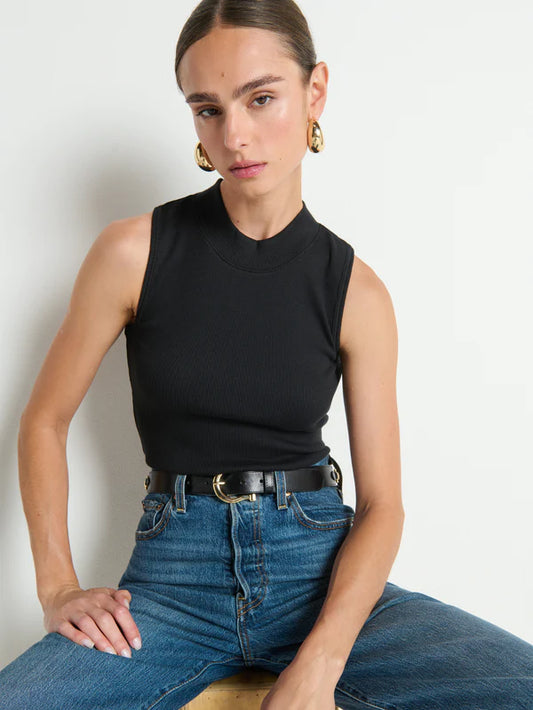 Joan Sleeveless Mock Neck Black