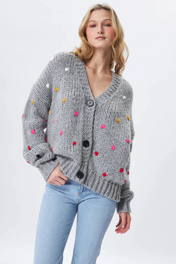 Grey Multi Dot Cardi