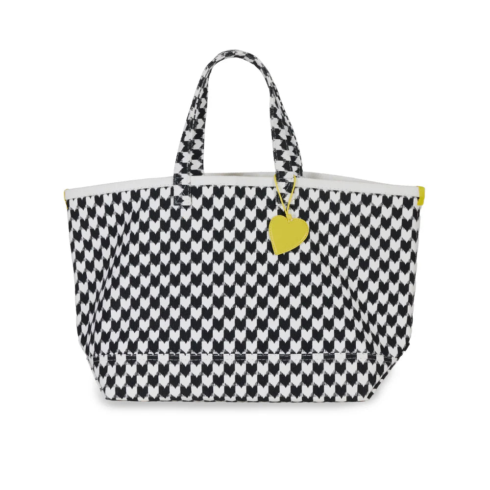 KR Heart Black White Check Tote