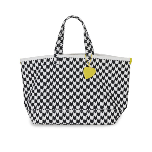 KR Heart Black White Check Tote