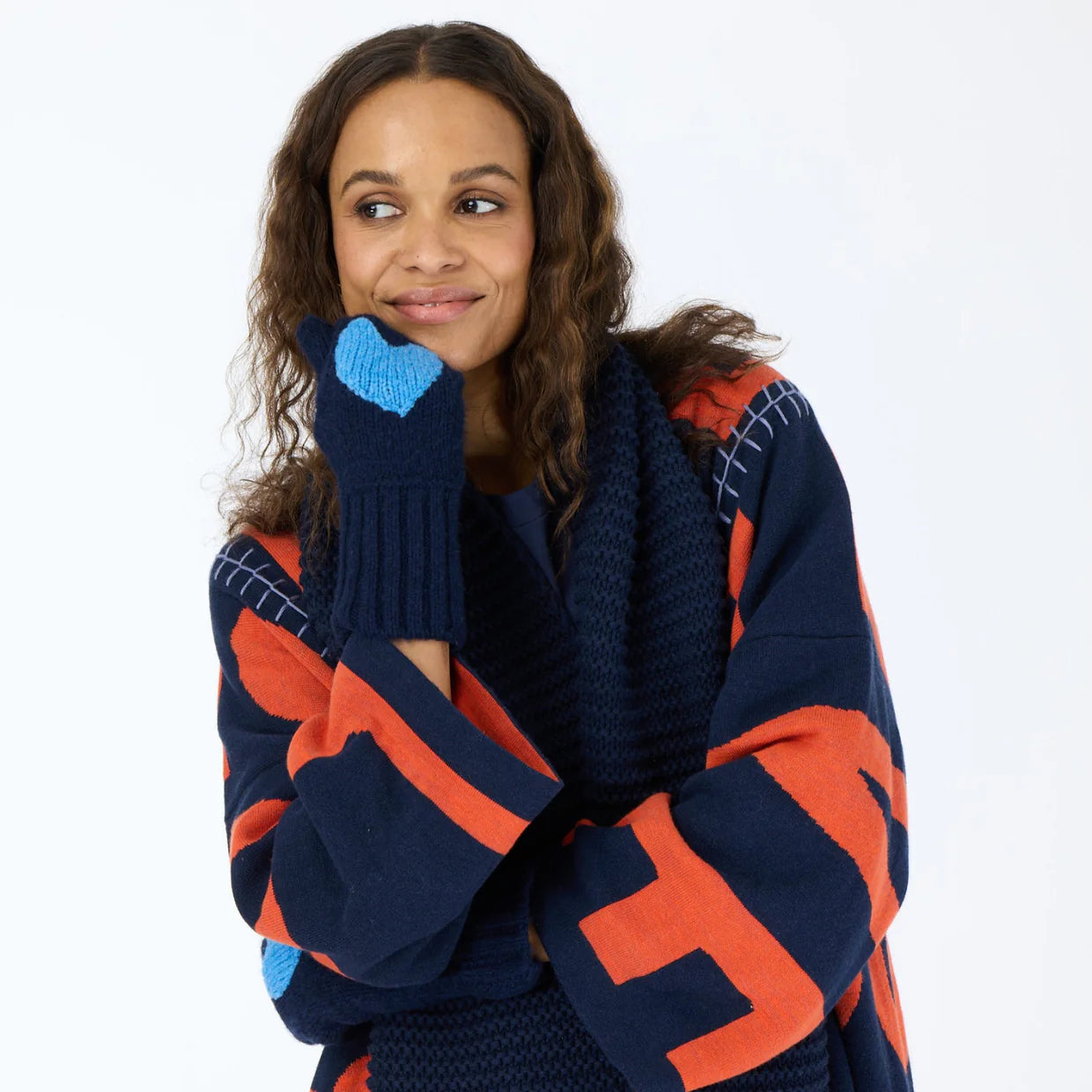 KR Patch Mittens Indigo Blue