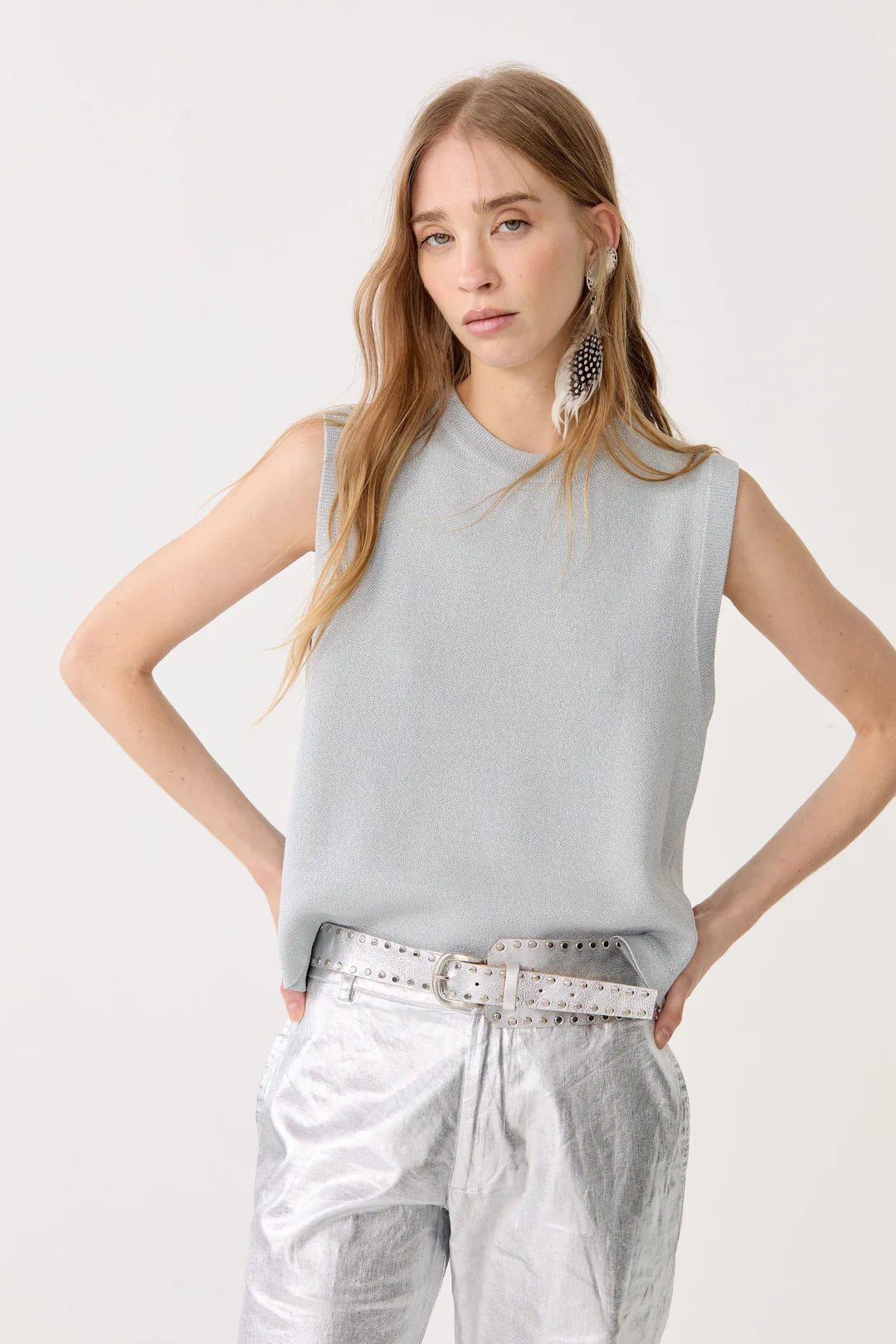 Silver Glitter Knitted Top