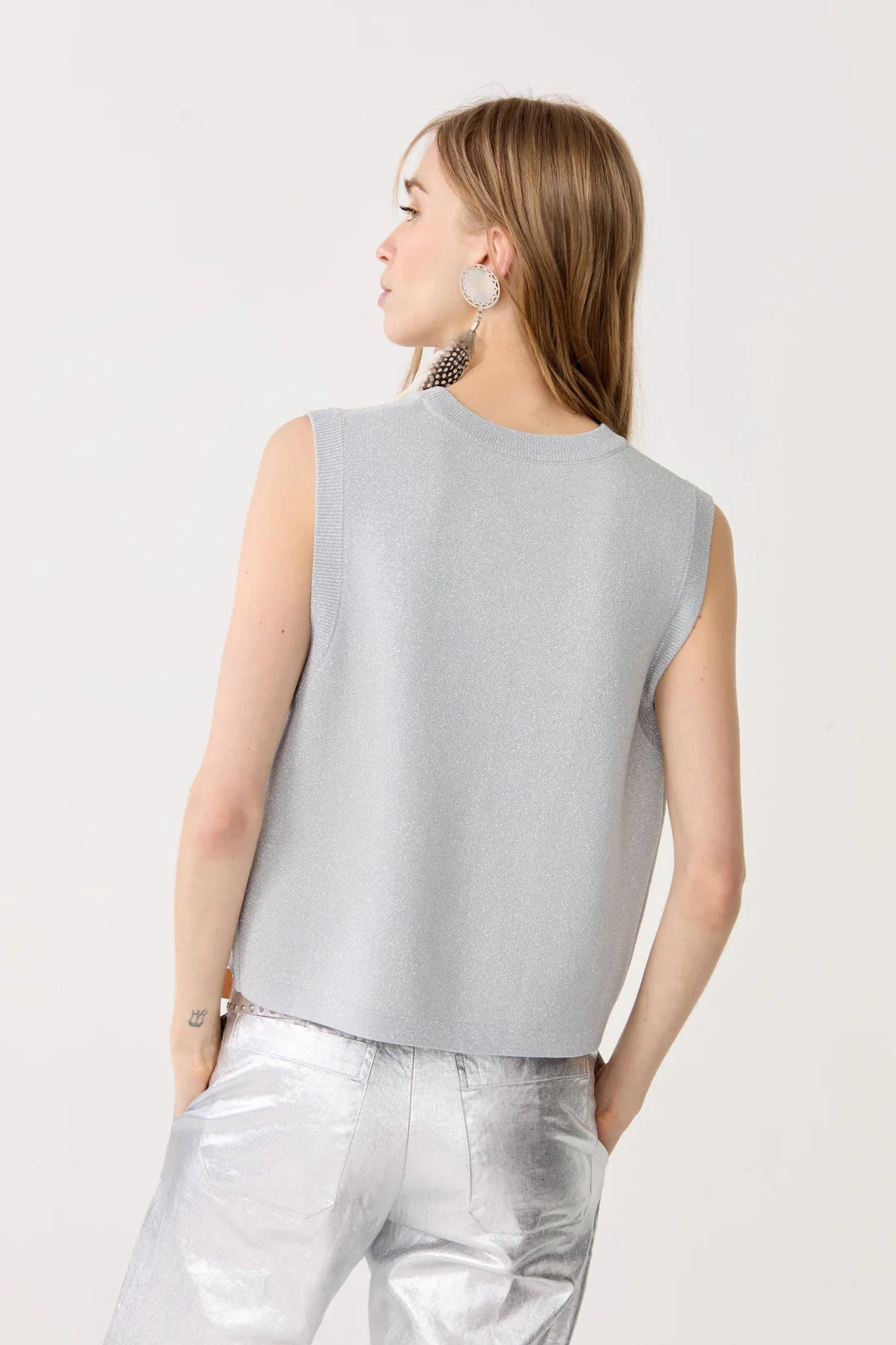 Silver Glitter Knitted Top