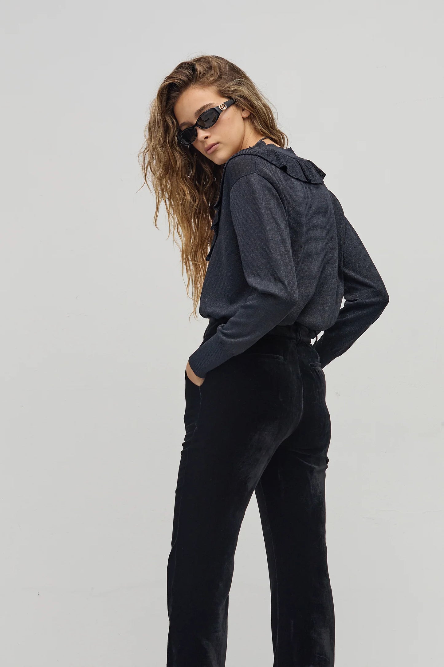 Boho Lurex Sweater Black