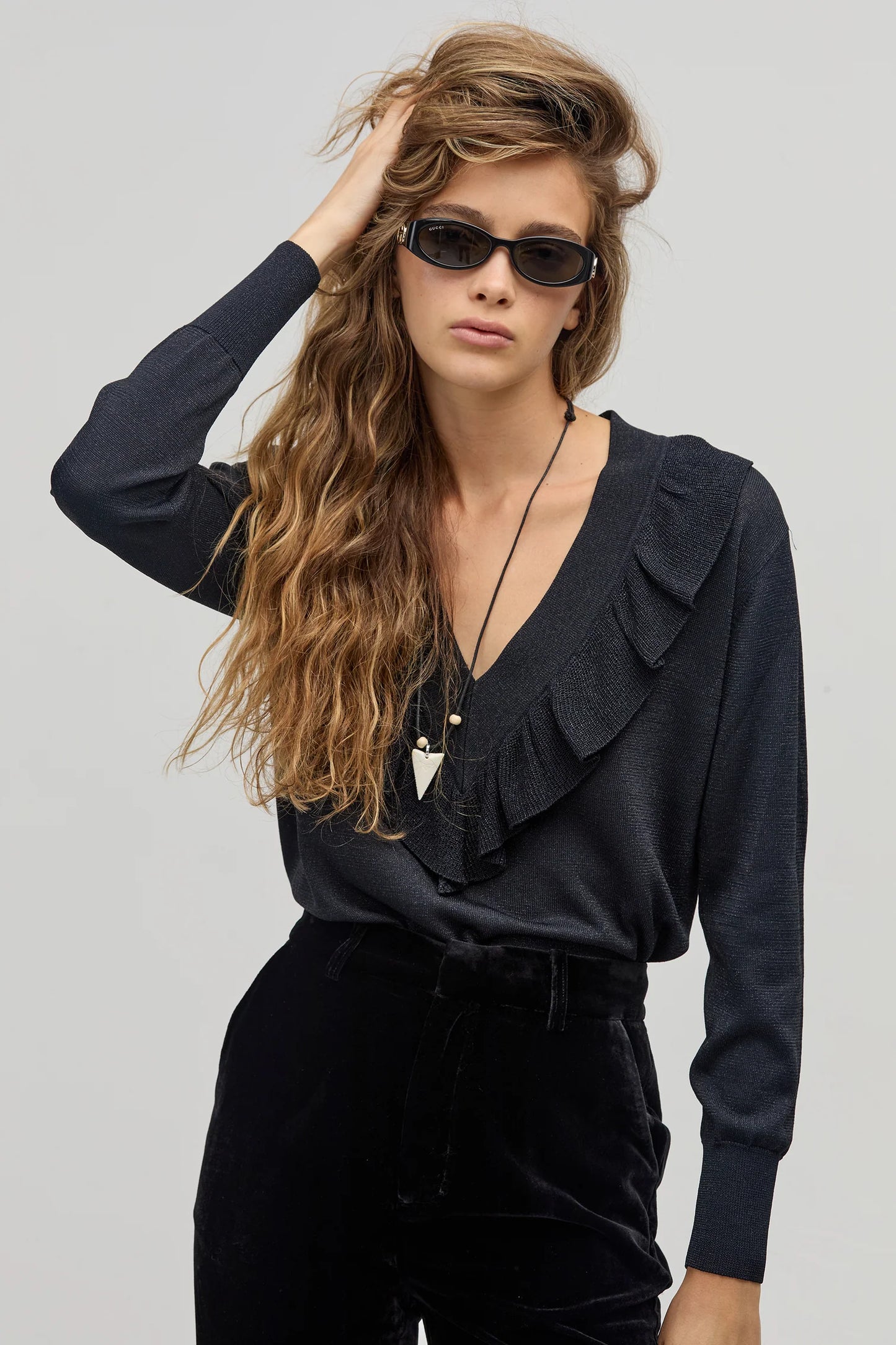 Boho Lurex Sweater Black