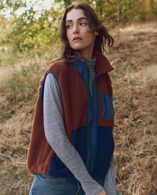 The Plush Tundra Vest Chocolate & Navy