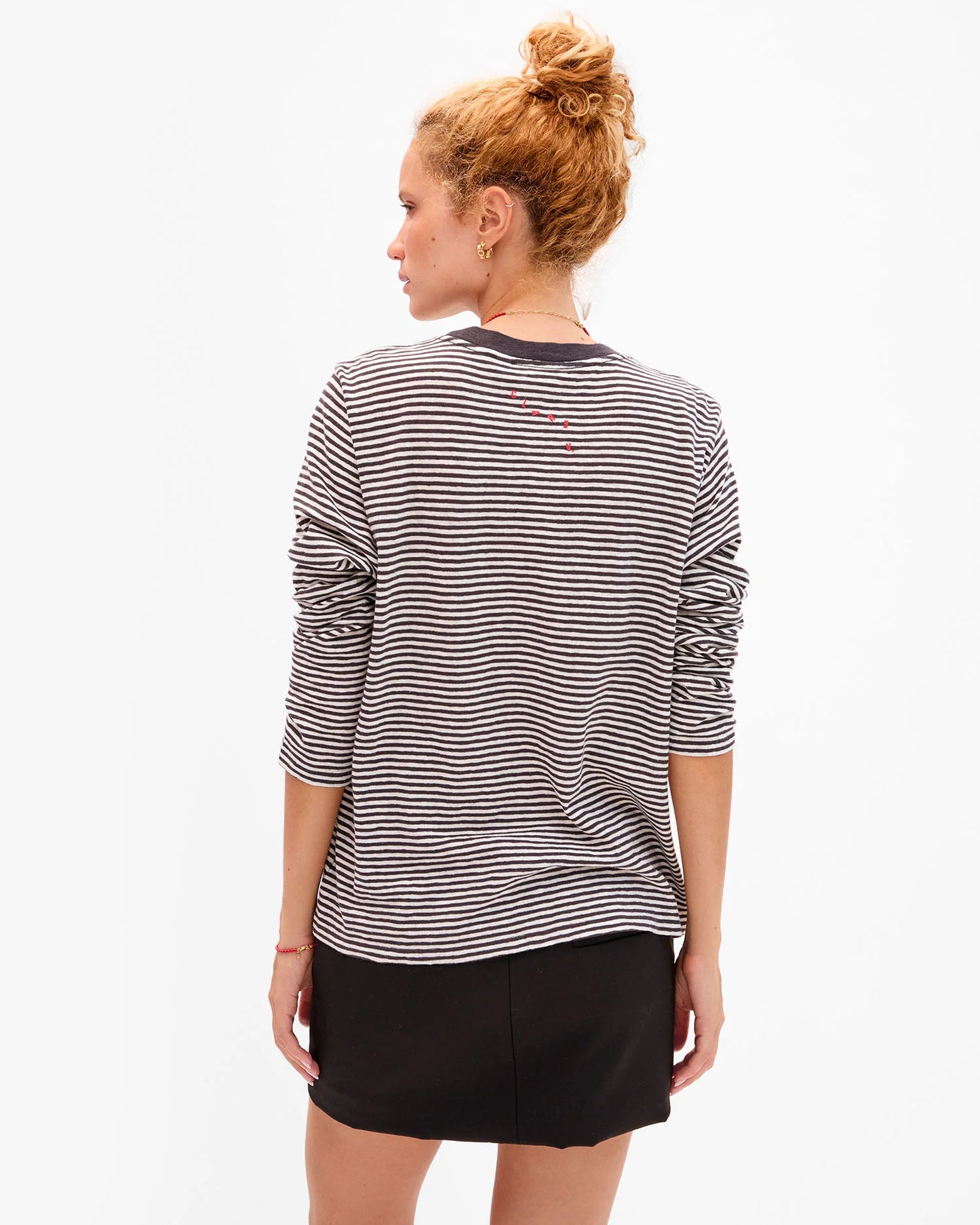Clare V Long Sleeve Tee Black White