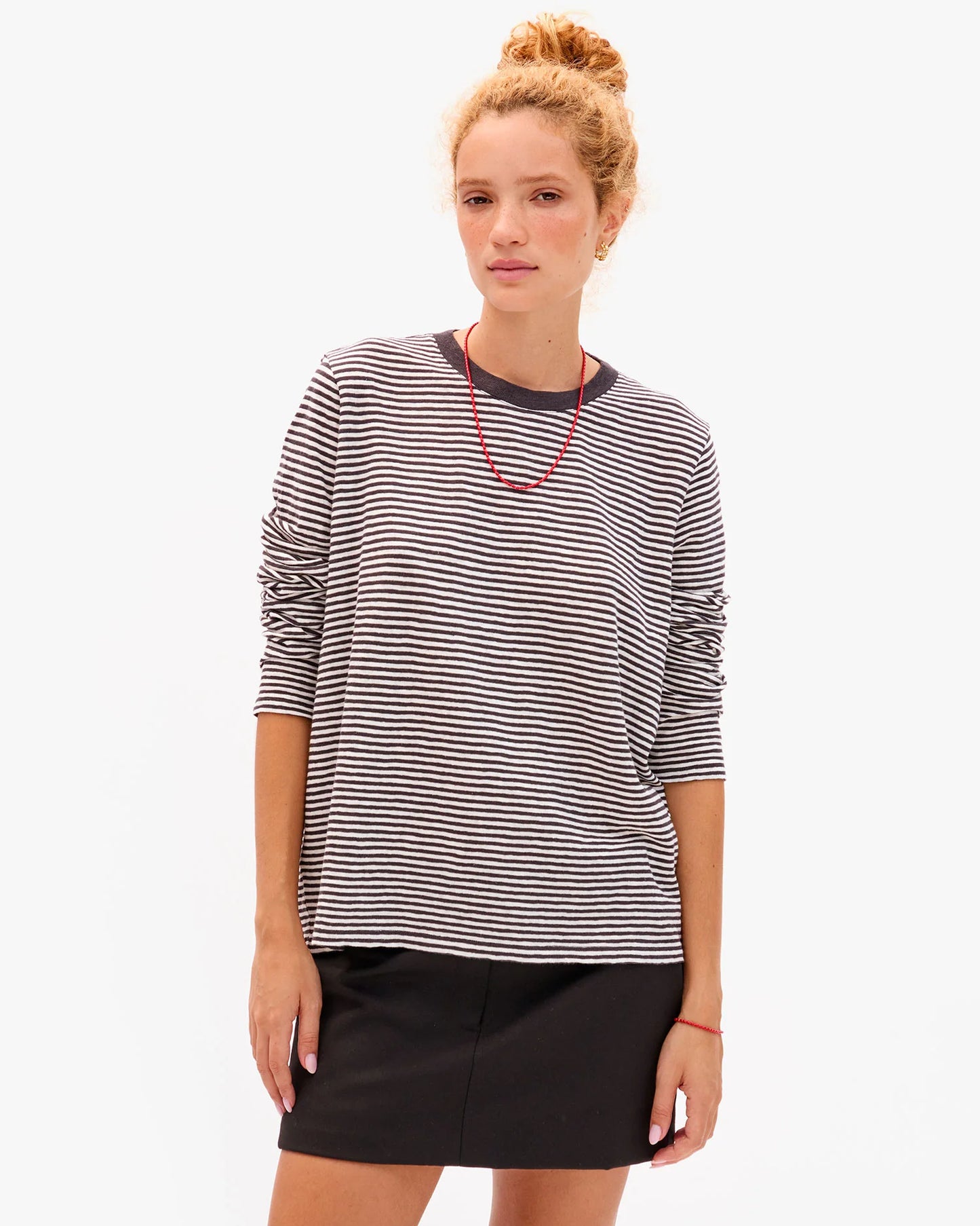 Clare V Long Sleeve Tee Black White