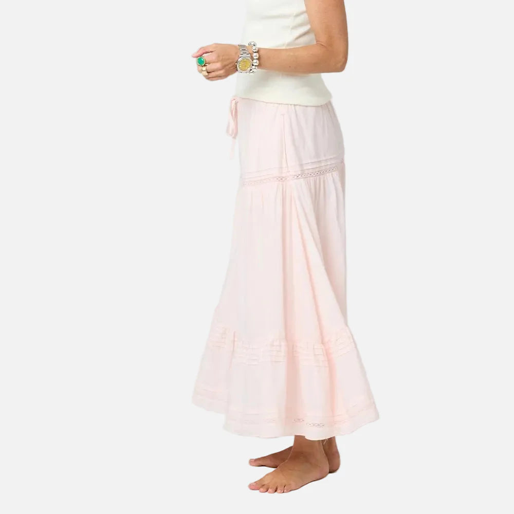 Vacance Cotton Pink Maxi Skirt