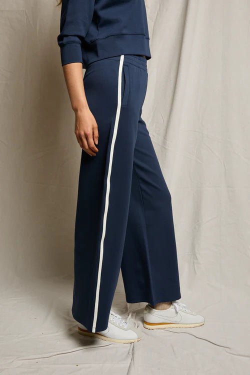 Mikos Travel Wide Leg Pant with Navy Stripe