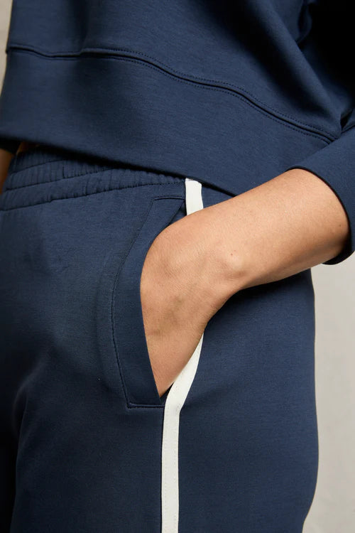 Mikos Travel Wide Leg Pant with Navy Stripe