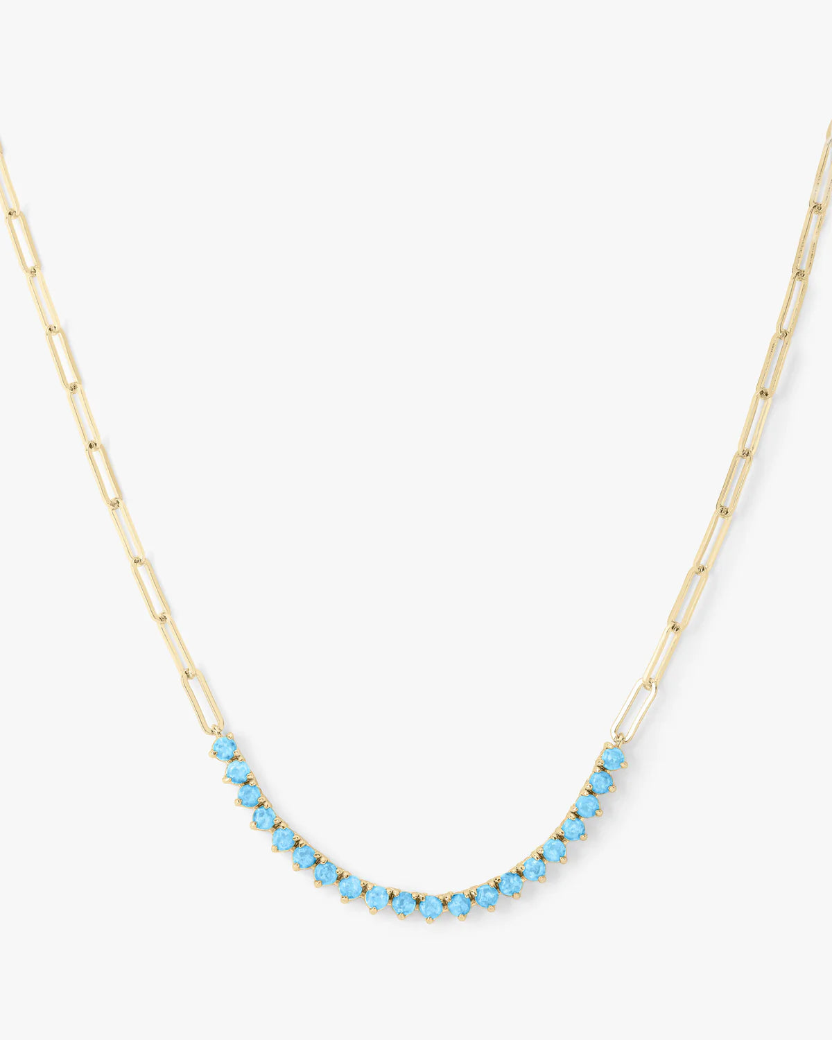 Not Your Basic Samantha Tennis Necklace Gold & Blue Opal