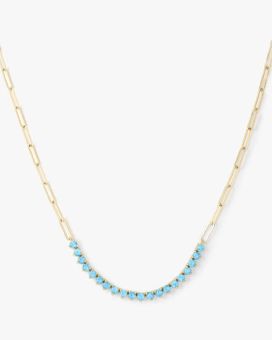 Not Your Basic Samantha Tennis Necklace Gold & Blue Opal