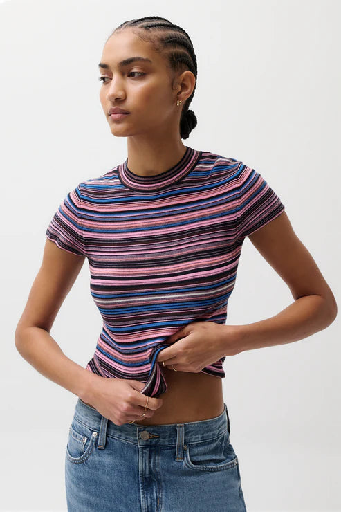 Selene Sweater Tee - Egyptian Blue Stripe
