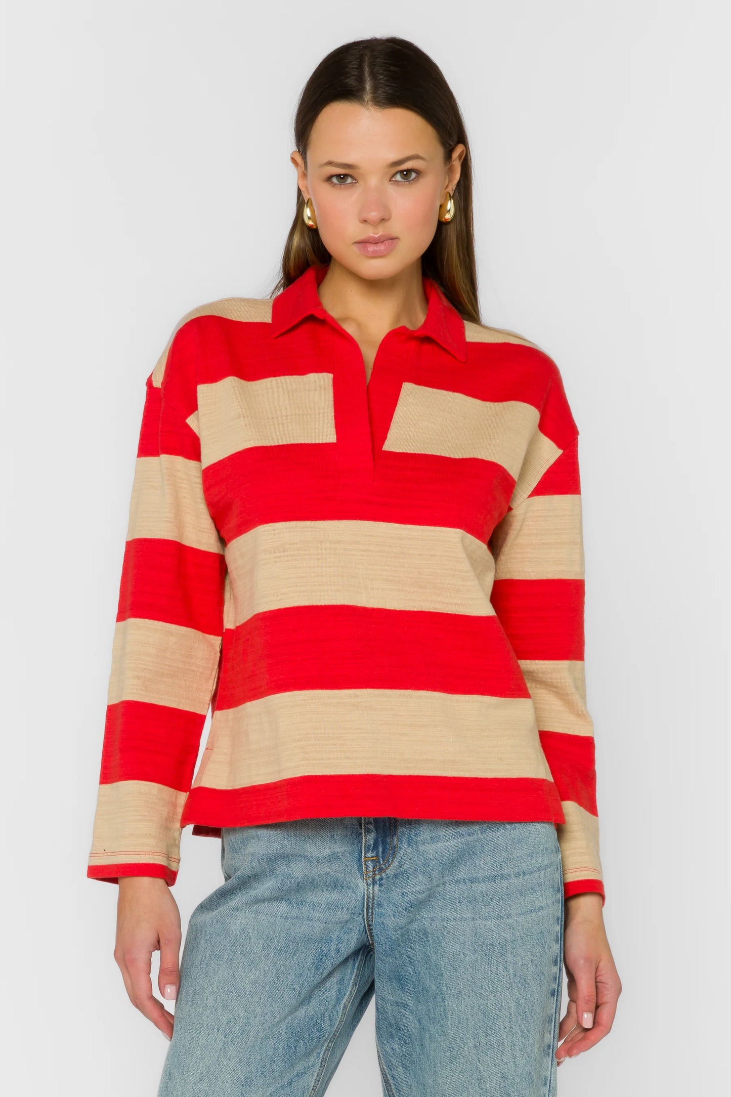Sailor Red Rugby Stripe Top