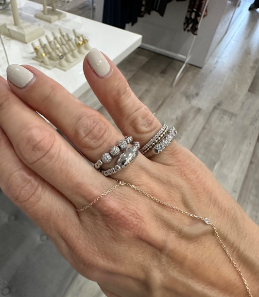 Silver 3mm Ball and Bean Stretch Ring