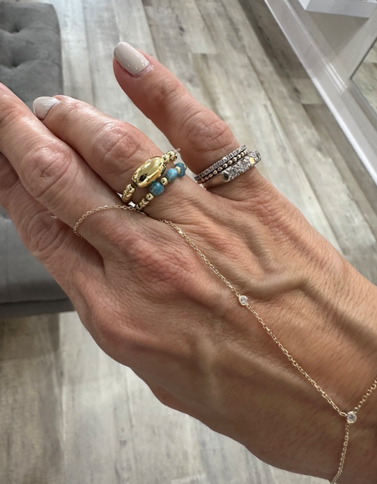Gold 3mm Ball and Bean Stretch Ring
