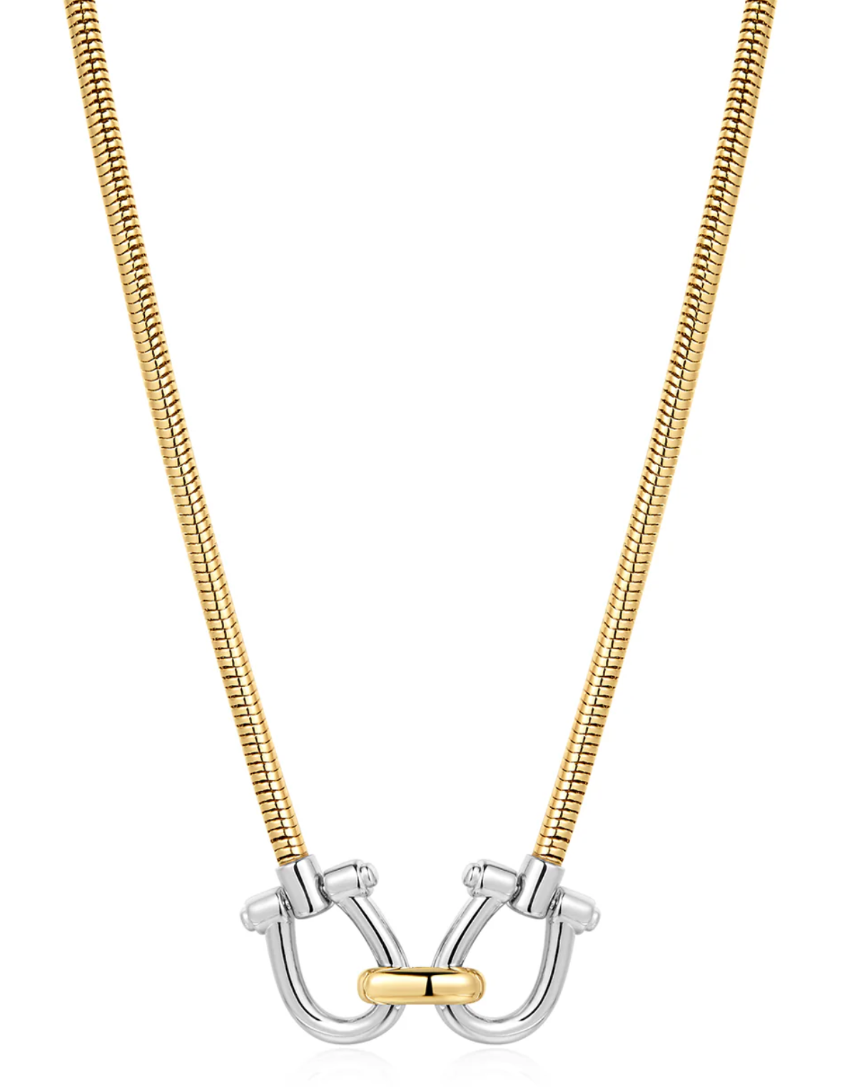 Gold Two-Tone Horsebit Necklace