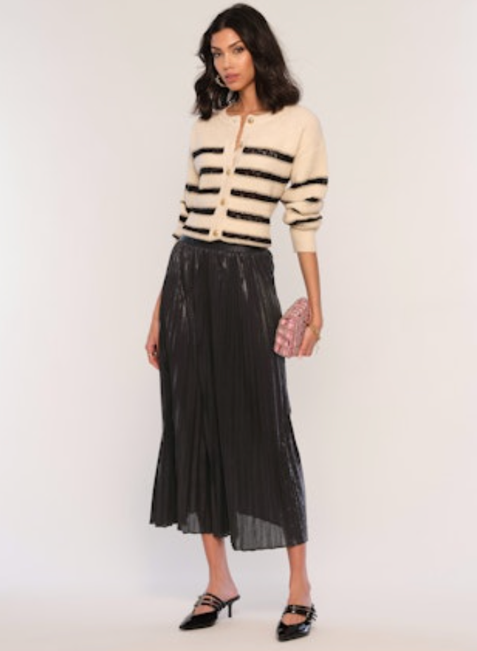 Enora Metallic Pleated Skirt