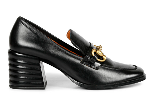 Saint G Valentina Black Leather Block Heel