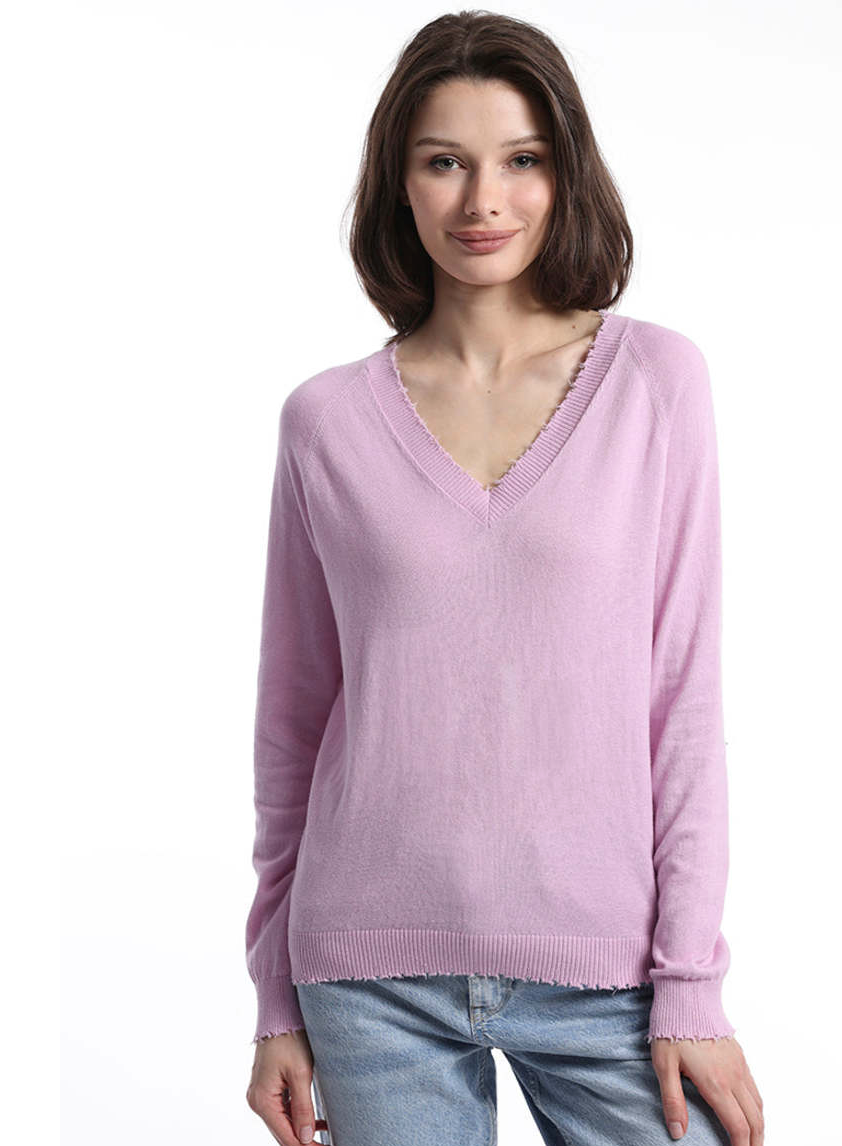 Roseate Cotton/Cashmere Vneck