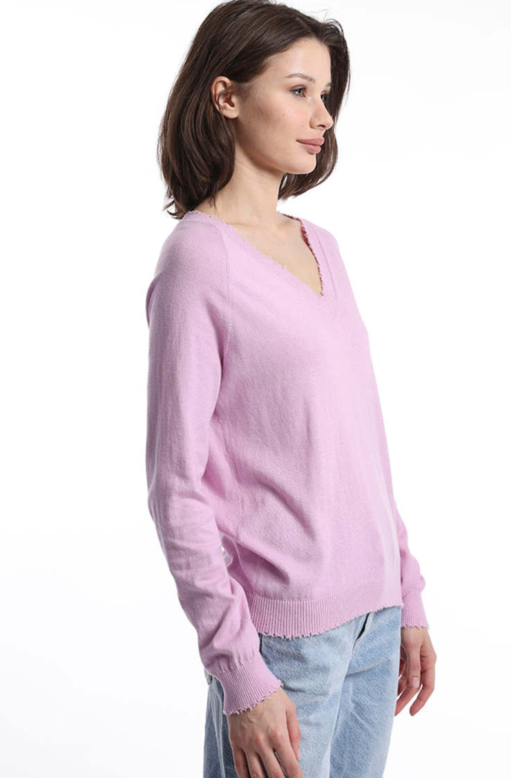 Roseate Cotton/Cashmere Vneck