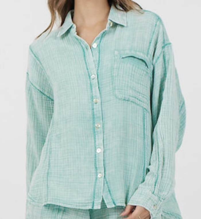 Sea Green Button Up