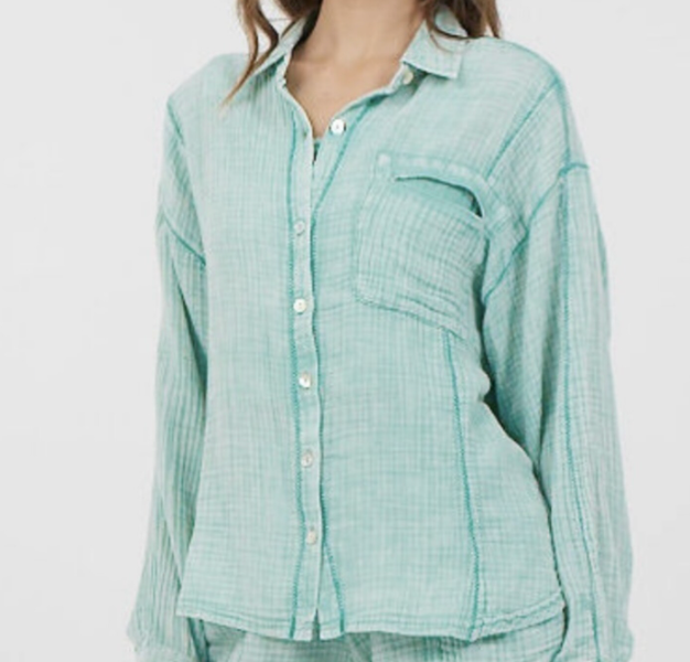 Sea Green Button Up