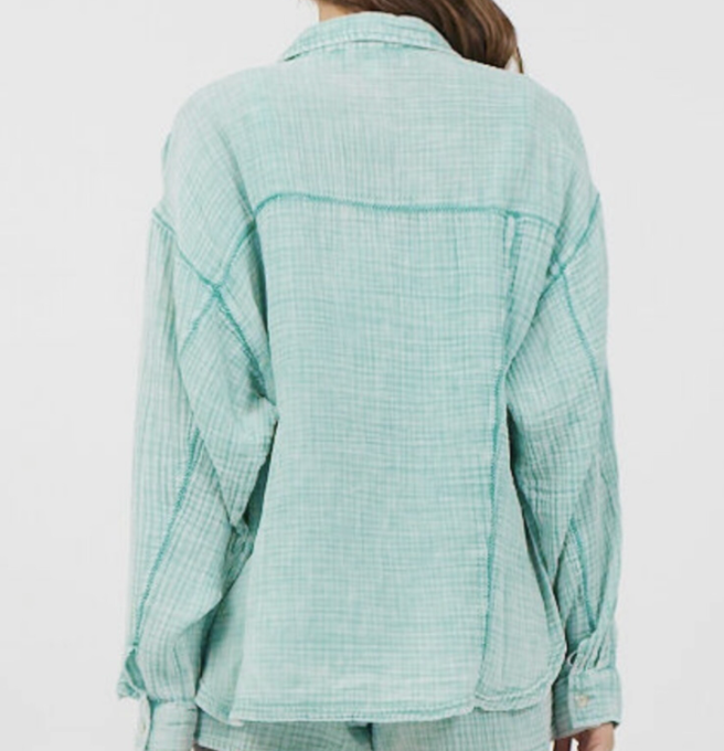 Sea Green Button Up