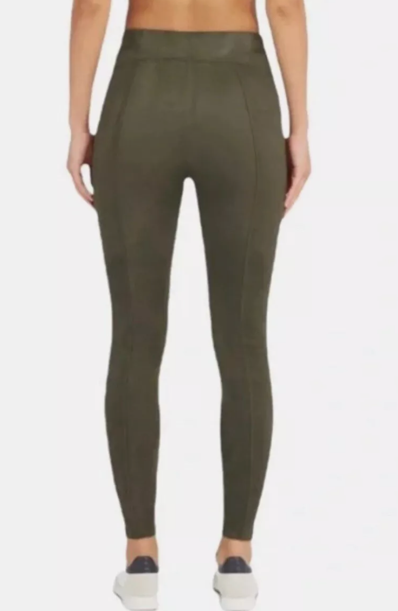 Faux Suede Leggings-Olive