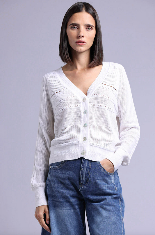 White Pointelle Cardigan