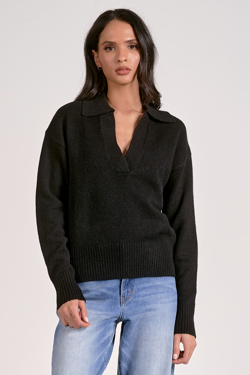 Black Polo Collar Sweater