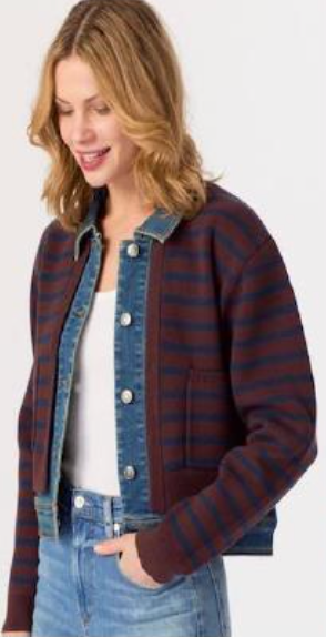 Jean & Striped Sweater Jacket