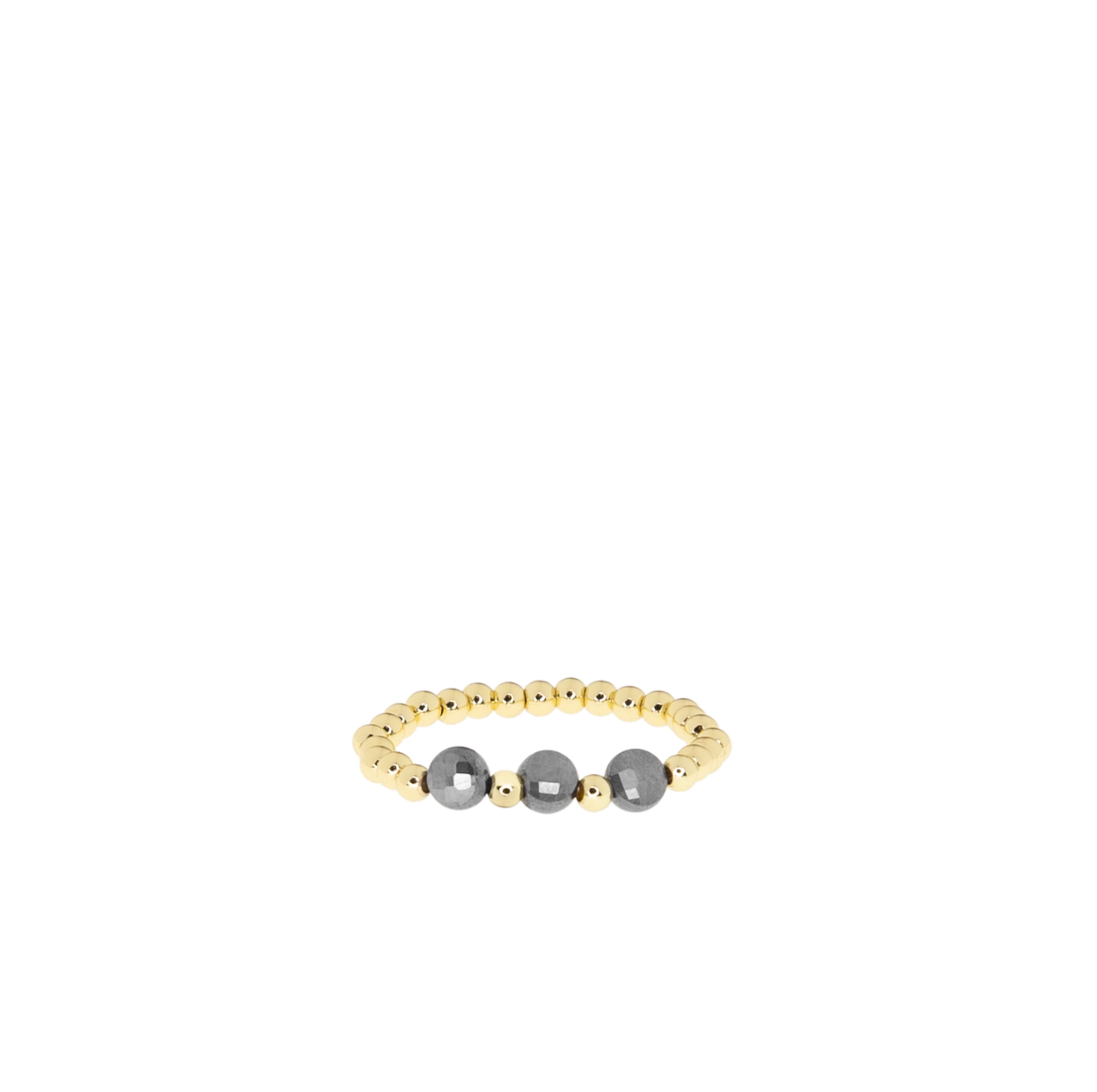 Gold & Hematite Stretch Ring