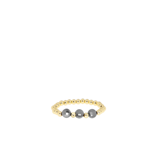 Gold & Hematite Stretch Ring