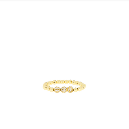 Gold Triple Pave Stretch Ring