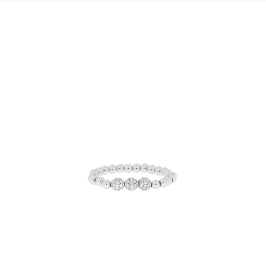 Silver Triple Pave Stretch Ring