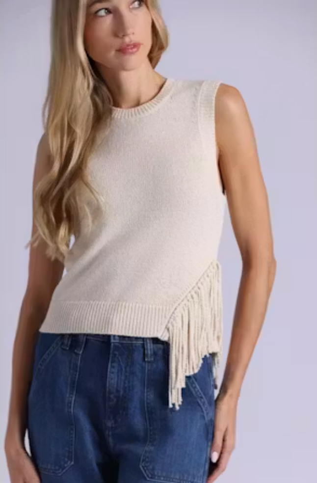 Sleeveless Crew With Fringe