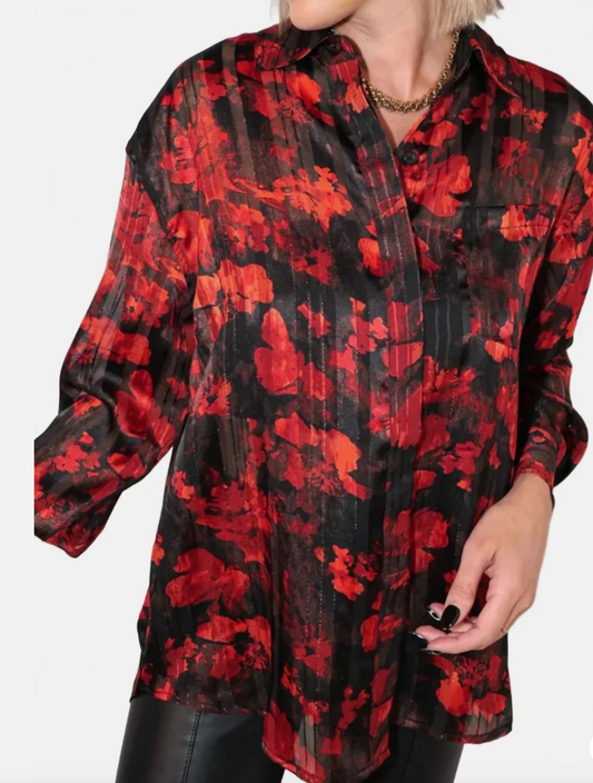 Red Floral Blouse
