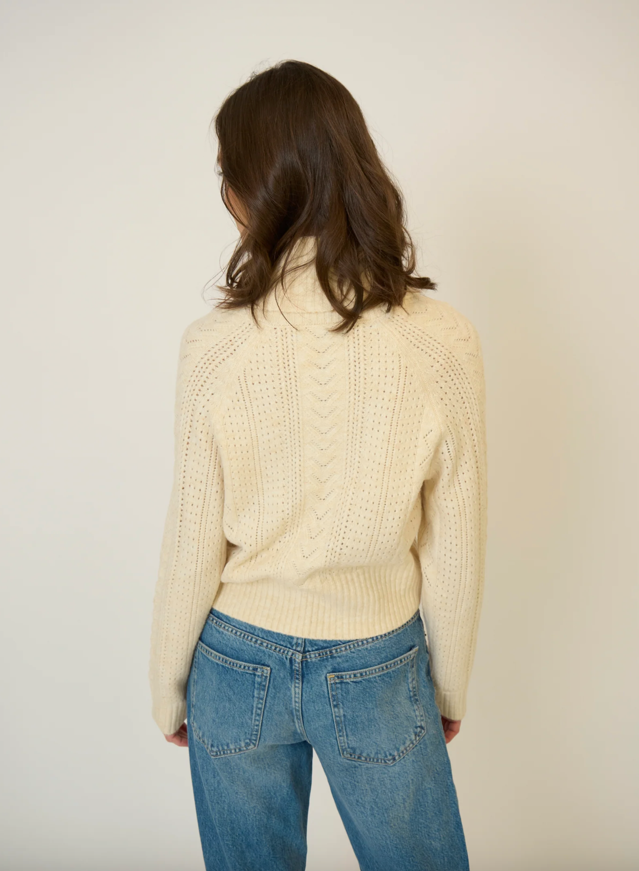 Rayna Shawl Collar Pointelle Cable Pullover