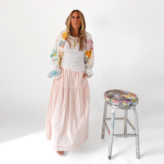 Vacance Cotton Pink Maxi Skirt