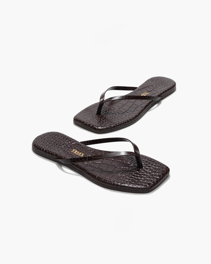 Square Toe Lily Croc Carob