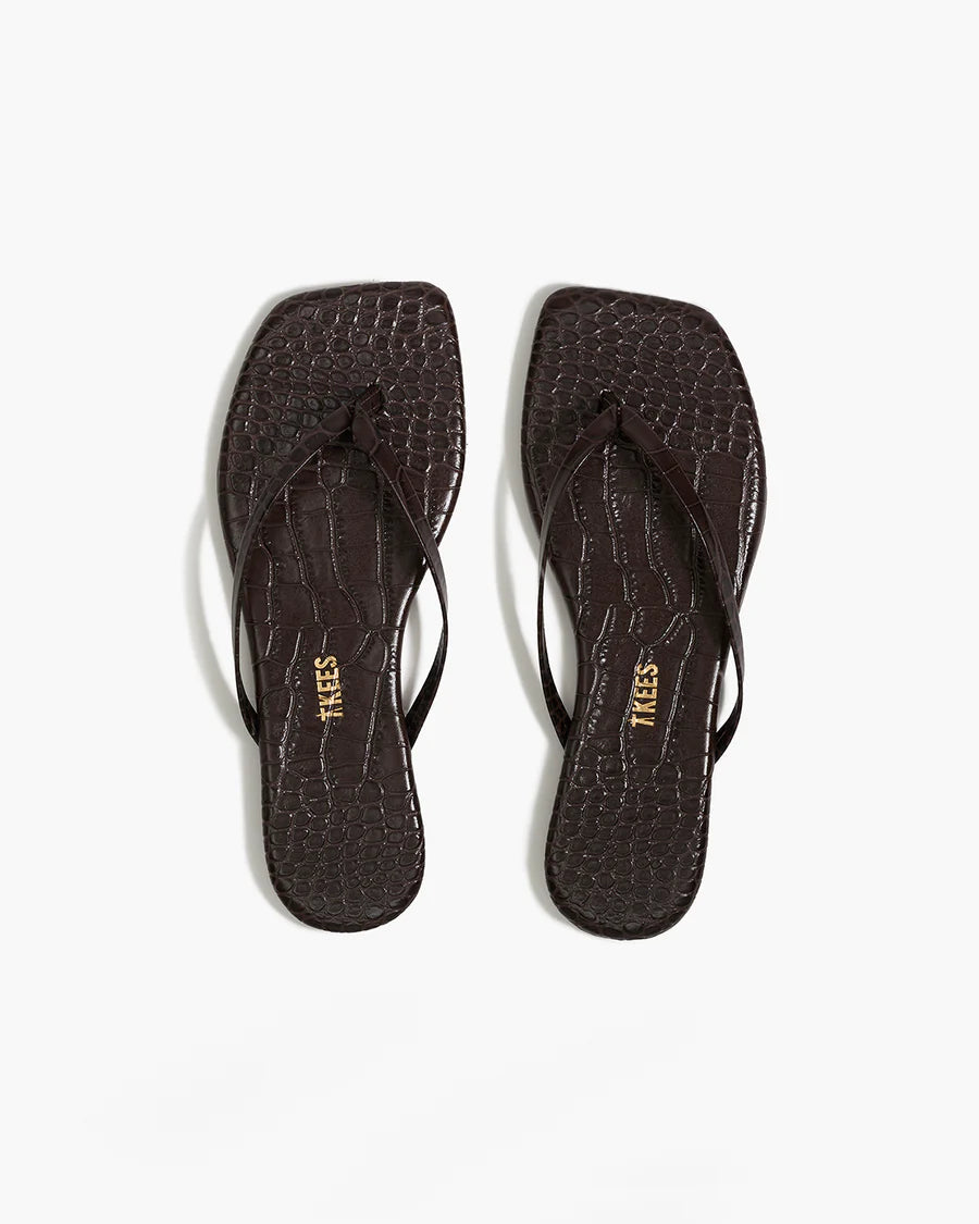 Square Toe Lily Croc Carob