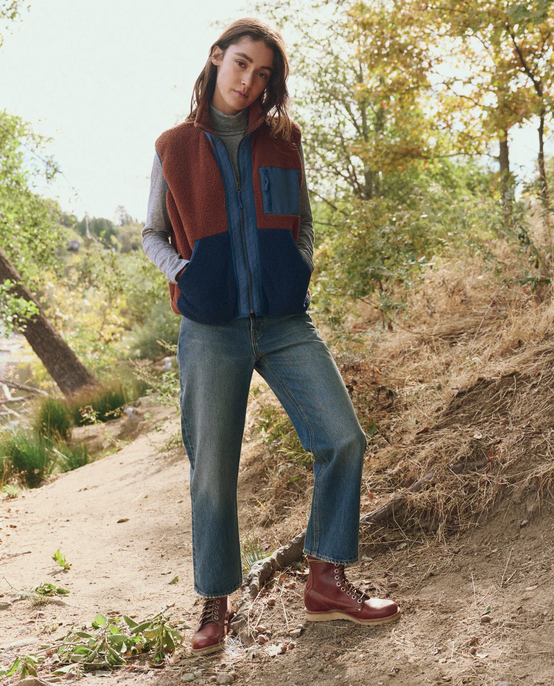 The Plush Tundra Vest Chocolate & Navy