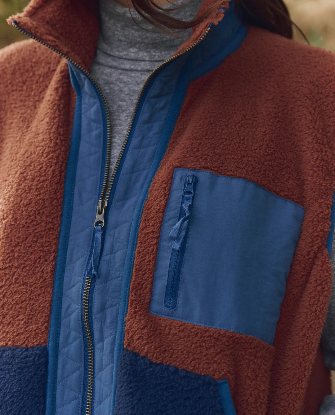 The Plush Tundra Vest Chocolate & Navy